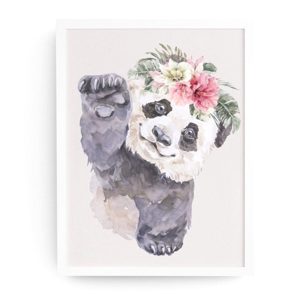 Watercolor Floral Panda Wall Art Illustration Print Poster Card Unframed - Picture 9 of 9